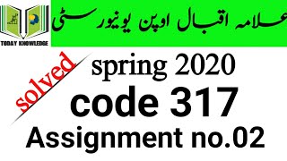 aiou solved Assignment spring 2020 || code 317 Assignment no.02