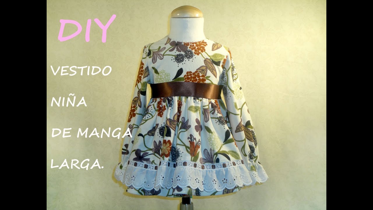 Diy. Vestido niña de manga larga. Patrón vestido de con patronesmujer.