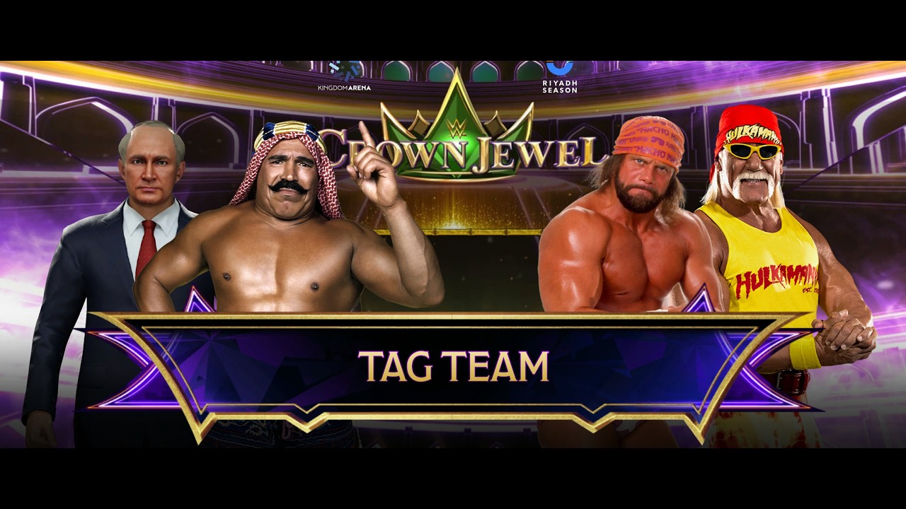 World Domination Iron Sheik & Putin vs The Mega Powers Hulk Hogan & Savage from Saudi Arabia
