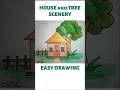 How to draw house and tree scenery easy #house #tree #drawing #shorts #fence