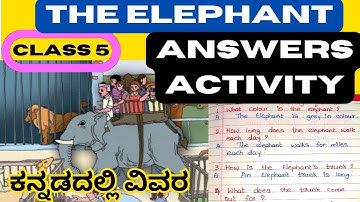 5th Standard English The Elephant 1st Poem 5th Class English Question Answers Activity Explanation
