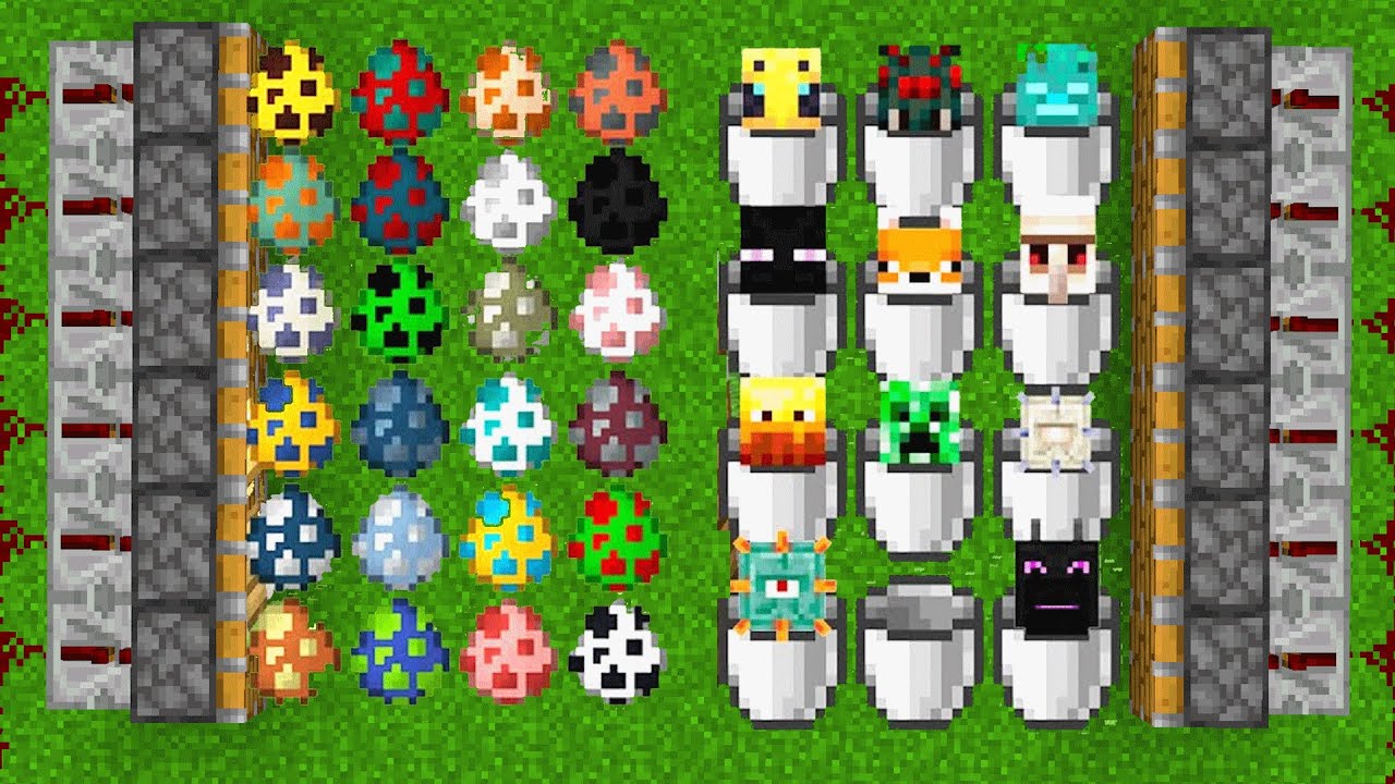 x777 mob buckets + all spawn eggs combine in minecraft
