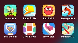Jump Run, Paper.io 3D, Red Ball 4, Sausage Run, Pull The Pin, Drop & Pop, Line COlor, Fun Race 3D screenshot 3