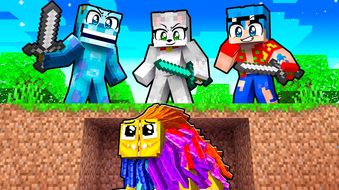 3 Cazadores VS Invictor YARNABY en Minecraft! 😨 Manhunt POPPY PLAYTIME 4