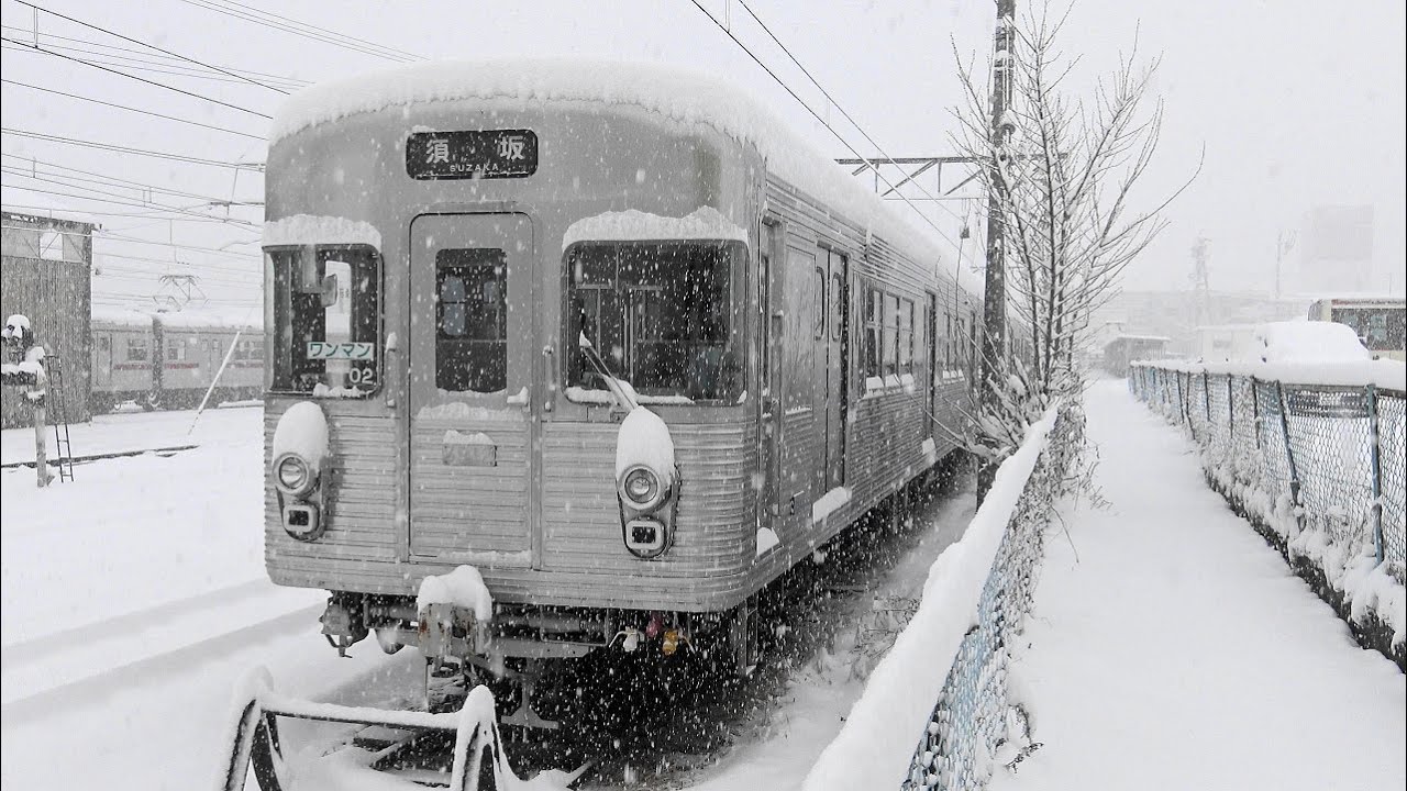 【4K】長野電鉄3500系電車(抵抗制御)、3000系電車、1000系電車「ゆけむり」、2100系電車「スノーモンキー」、8500系電車到着・発車・通過シーン集 2022.12