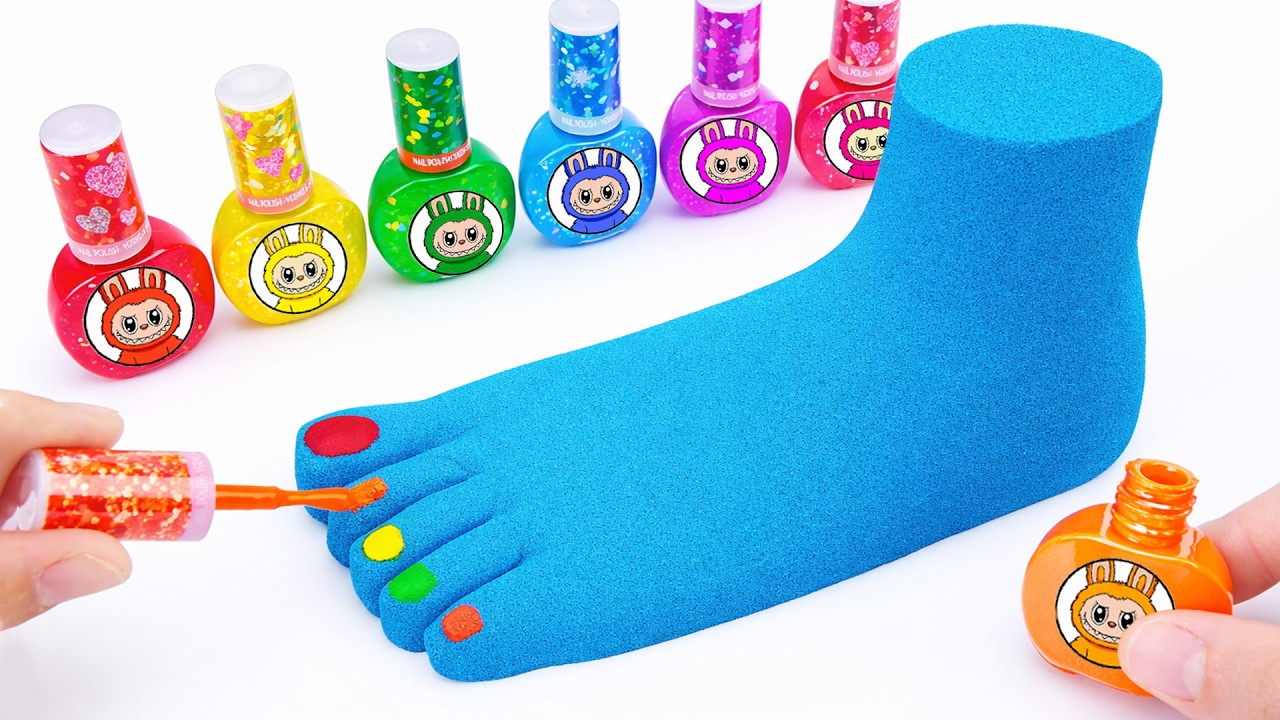 Satisfying Video l How To Make Feet From Kinetic Sand Cutting ASMR & Labubu Nail Polish