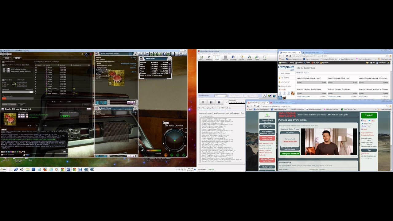 Entropia Partners Earning PED's for watching videos.