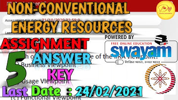 NPTEL Assignment 5 Answer key 2021|Non-Conventional Energy Resource|Last Date Submission-24/02/2021