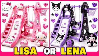 Lisa or Lena: Hello kitty vs Kuromi Fashion Battle!? 💗🖤 | Choose One Challenge ✨ screenshot 1