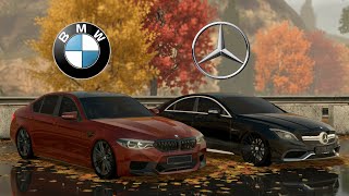 картинка: Гонка! Изменённая BMW M5 F90 против Mercedes Benz Cls63 amg на Black Russia