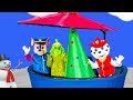 The Grinch Takes Present from the Paw Patrol Lookout Tower with the Vampirina and PJ Masks