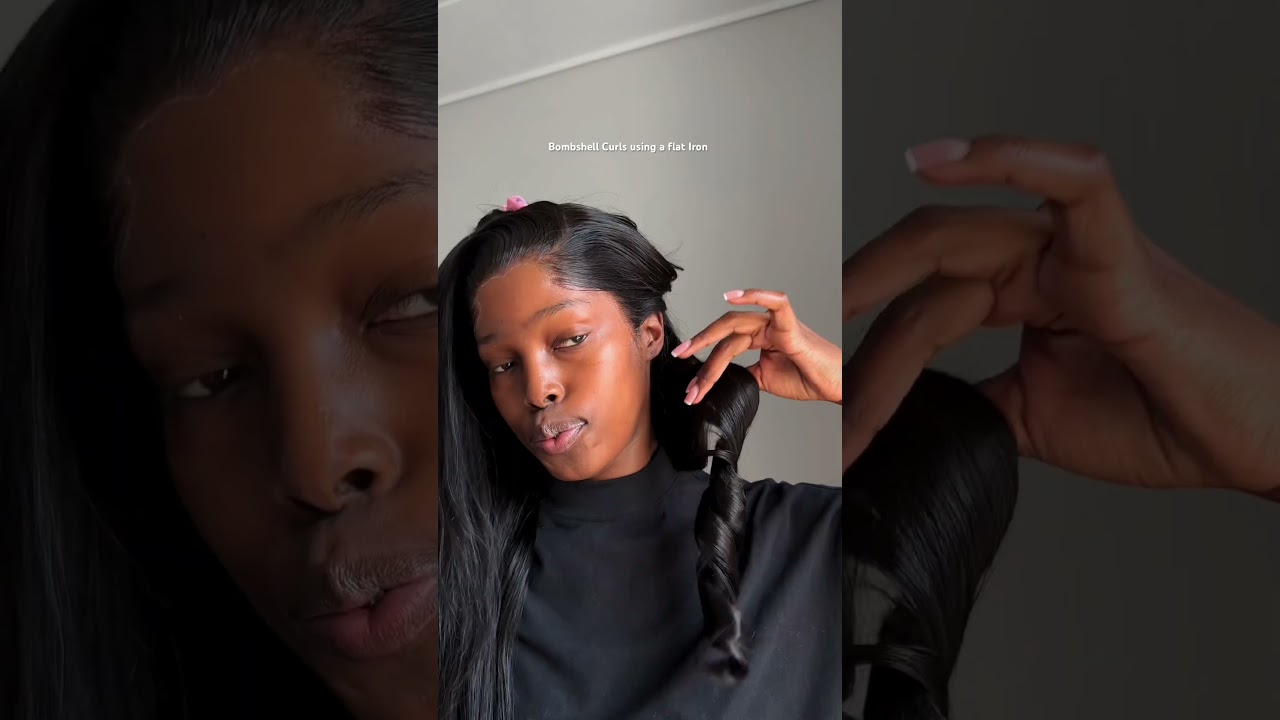Bombshell Curls using a flat iron Tutorial ❤️#hair #hairtutorial