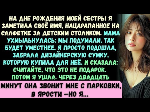 На дне рождения моей сестры я обнаружила своё имя, написанное на салфетке на детском столе...