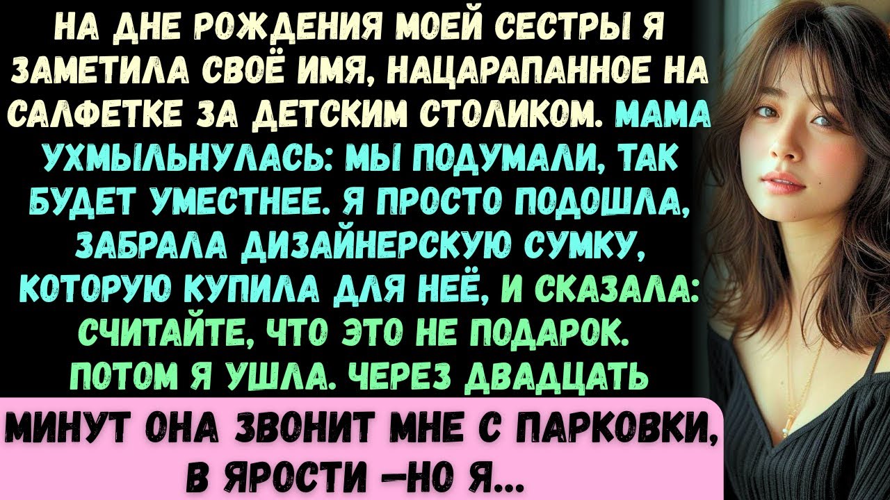 На дне рождения моей сестры я обнаружила своё имя, написанное на салфетке на детском столе...
