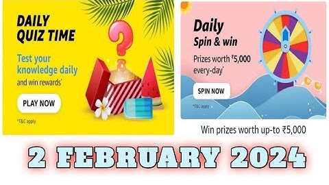 Funzone Amazon All Quiz Answers Today |2 February 2024 | @dailyquiztime #amazonfunzon