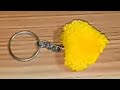 Heart shaped keychain | pom pom art | Make key ring at home |Woolen heart shape Keychain and pom pom