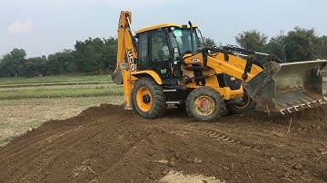 JCB Mixing The Soil  New JCB Backhoe Working Village Road Construction - JCB DOZER