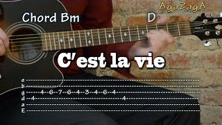 Video thumbnail of "C'est la vie - Karel Gott - Guitar Tab Chord, como tocar, レッスン , урок, табулатуры"