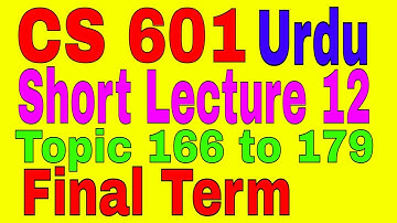 CS 601 Topic 166 to 179 Chapter 12 Short Lecture \ Zaheer ul Islam Shahin