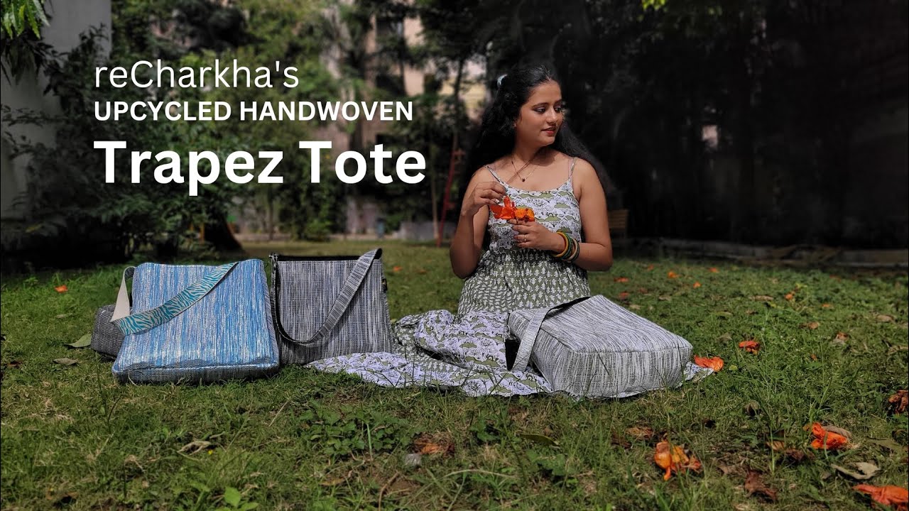 reCharkha's UPCYCLED HANDWOVEN Trapez Tote