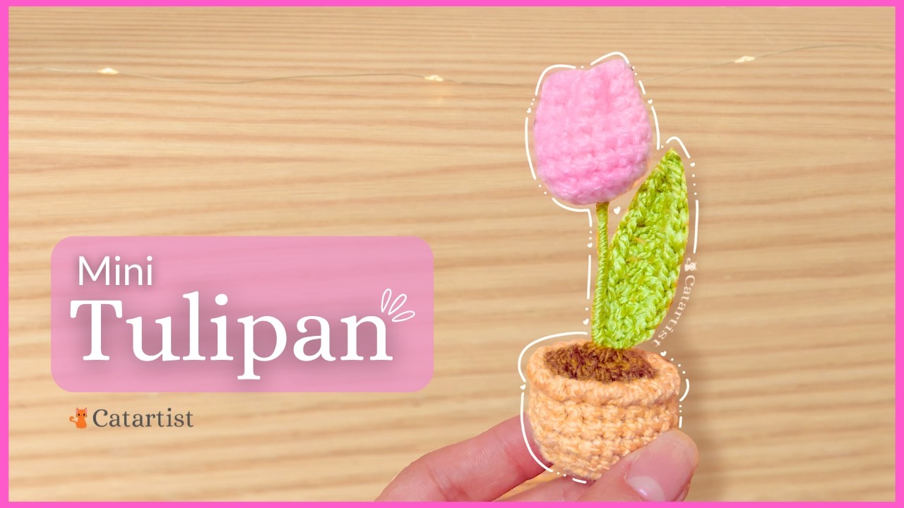 🌷 Mini Tulipan a Crochet con maceta tejida 😍 Tutorial paso a paso fácil ✅ NIVEL PRINCIPIANTE