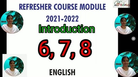 Refresher course Module English  Classes 6,7,8 introduction answer key @brinda1764