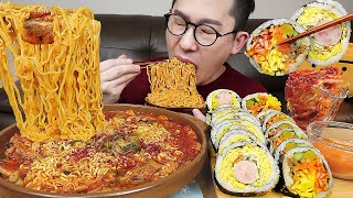 ASMR MUKBANGㅣHot spicy instant noodles with SamgyeopsalㅣEATING SHOW