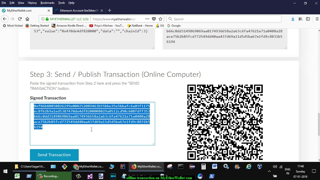 Offline transaction on MyEtherWallet.com | Send ETH from cold storage or  hardware wallet