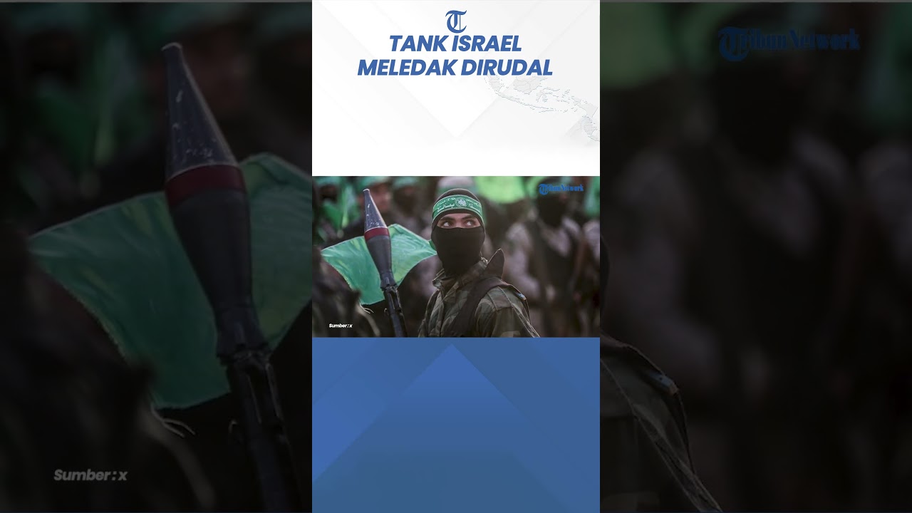 Detik-detik Tank Merkava Israel Terbalik Terbakar Dihantam Rudal Brigade Al Qassam