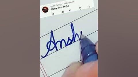How to write Anshu in the cursive writing #cursivehandwritting #sanahandwritting
