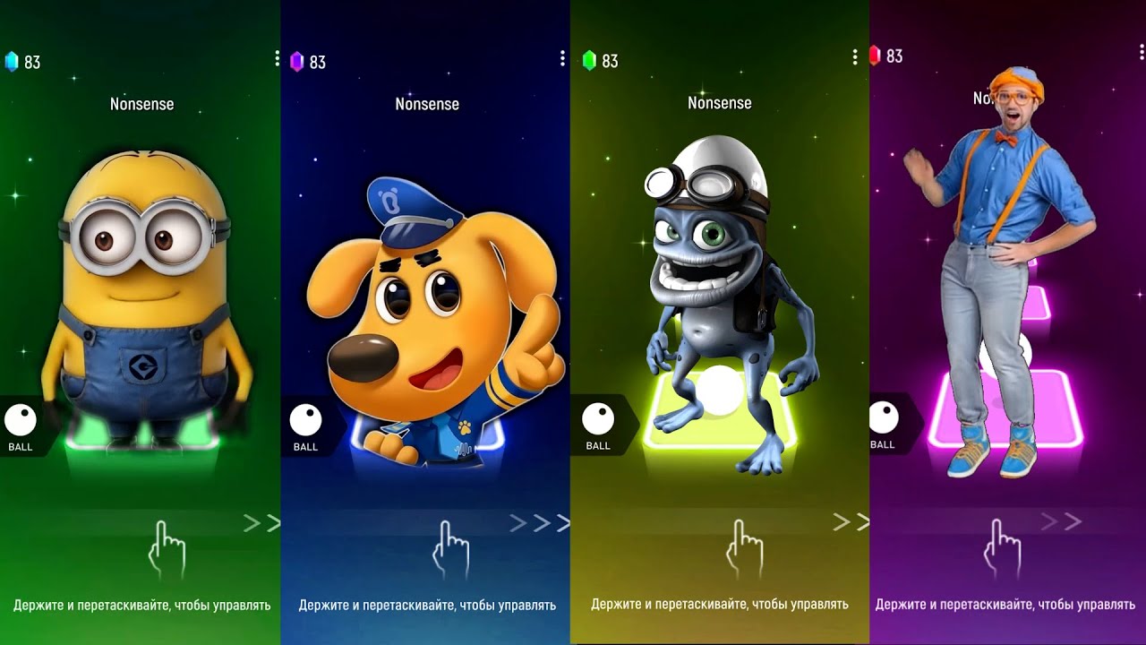 Minions - Sheriff Labrador - Crazy Frog - Blippi - Tiles Hop EDM Rush