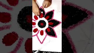 How to make a woolen Rangoli mat....#art #woolenrangoli #reels #maharashtrianrangoli #drawing