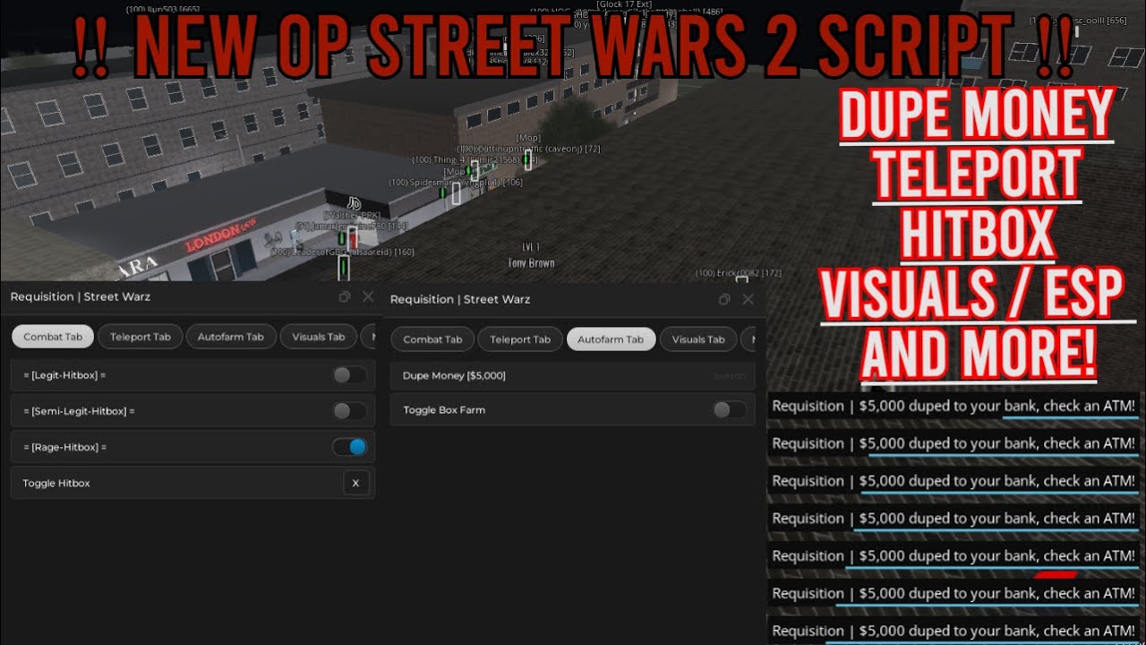 [NEW] OP STREET WARS 2 SCRIPT 2024 🔥| DUPE MONEY, ESP, AIMBOT, TELEPORT ...