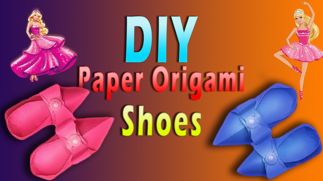 DIY Paper Origami Shoes For Barbie Doll