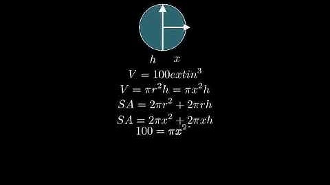 A right circular cylinder has volume of 100 cubic inches. Find the radius and height that will yield