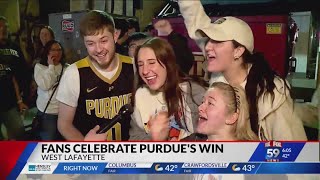 Students pour into the streets of West Lafayette following Purdue win