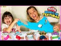 DESAFIO EM FAMÍLIA COM MUNDO DE TEXTURAS PLAY DOH ❤️  JÉSSICA GODAR, LAURINHA E HELENA