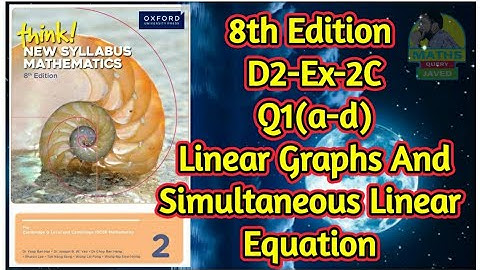Q1(a-d) || Ex-2C || D2-8th Edition || Chap 2 || Linear Graphs and Simultaneous Linear Equations