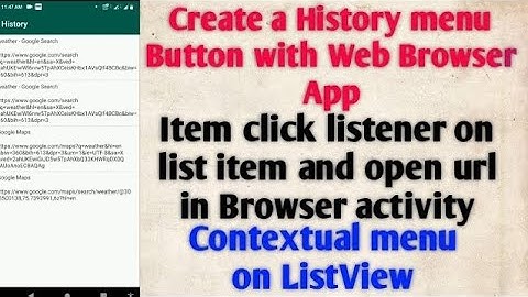 How to Add/Create History Menu button in Android App