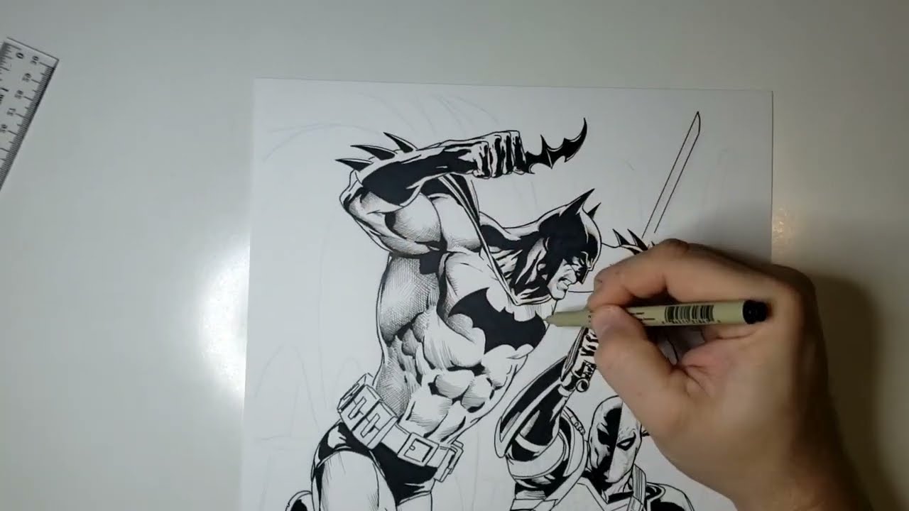 Batman Vs Deathstroke DC Comics timelapse drawing Part one