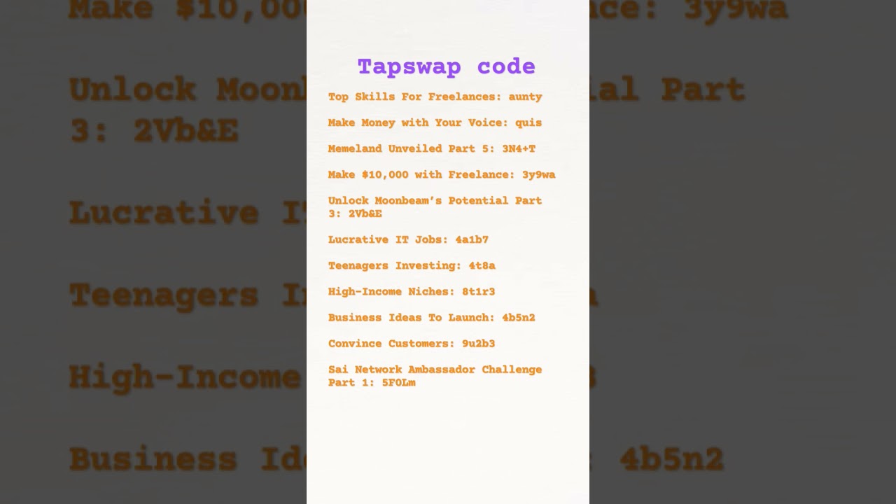 All tapswap code today 