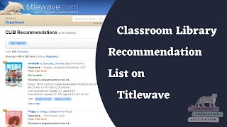Classroom Library Recommendations List on Titlewave