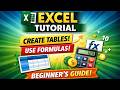 excel how to create table and how to use formulas