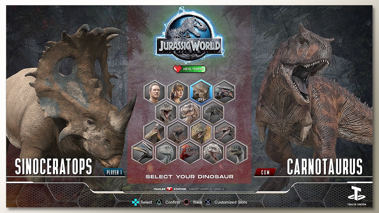 Sinoceratops vs Carnotaurus with Healthbars