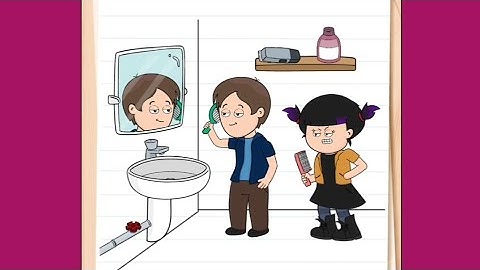 Brain test 4:: Tricky Friends New update level 8 My brother Lazy Larry is not letting me  use mirror