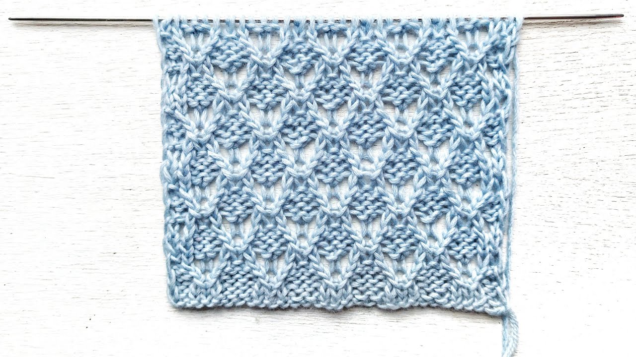 Красивые ажурно-рельефные ромбы спицами для вязания джемпера,  палантина, носков