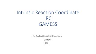IRC Tutorial GAMESS 2