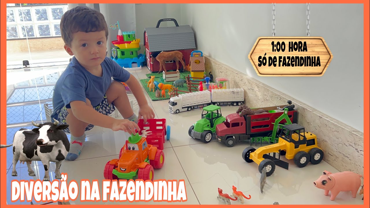 Fazendinha do Pietro| Melhores Videos Animais Cavalo Vaca Boi Tigre Caminhão Trator | Toy Cow Horse
