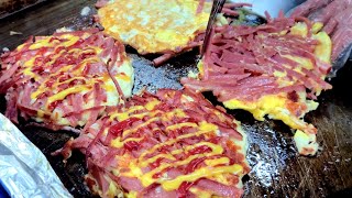 Mozzarella cheese ham egg toast - Korean street food