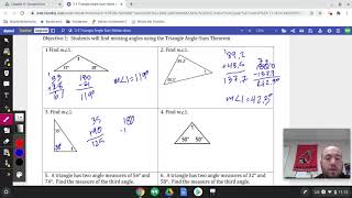 Geometry: Chapter 3.5 Triangle Angle Sum Theorem- November 9, 2020